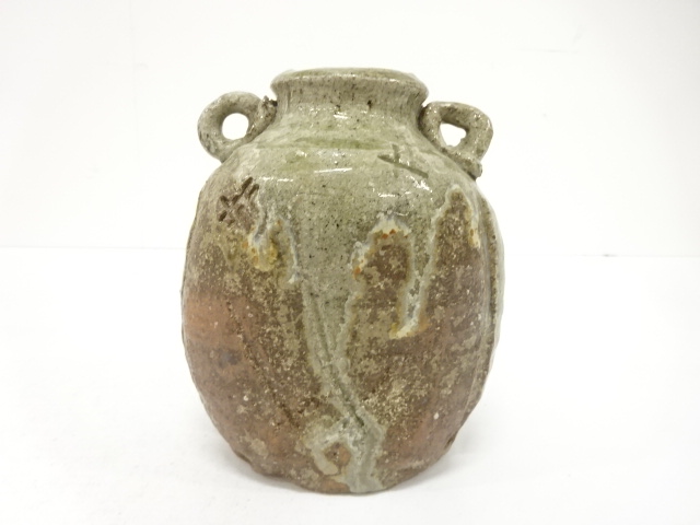  米山章臣造　瀬戸伊賀手　耳付花入